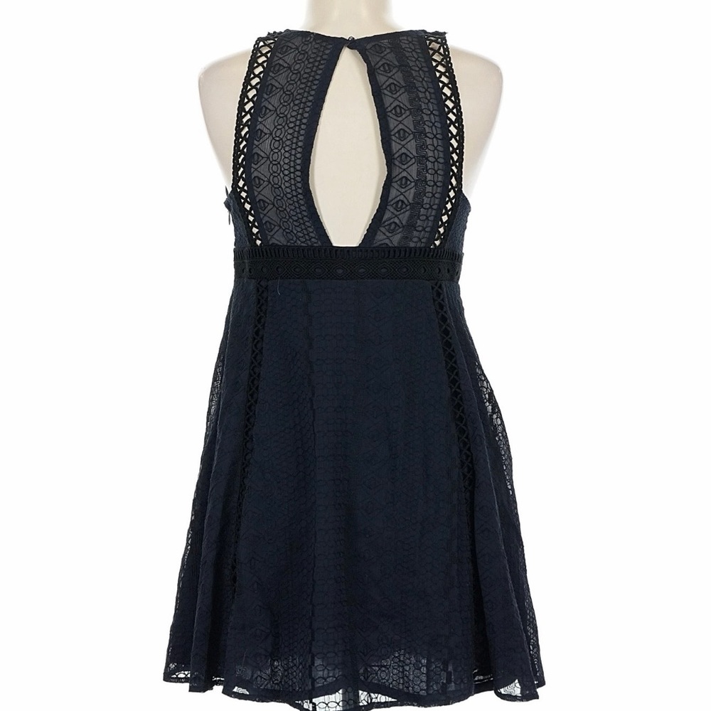 Free People "Wherever You Go" mini dress features a navy blue color with - Picture 2 of 5